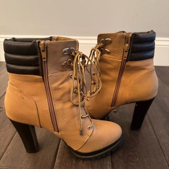 J.Lo Utility Lace Up Heeled Platform Work Boots 4” 8.5M - Picture 8 of 12